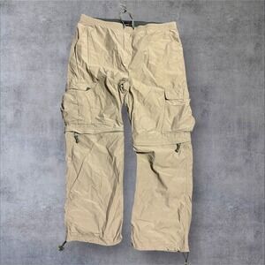 Wear First Convertible Cargo Pants‎ Men's Large Beige Tan Hiking Outdoors Baggy